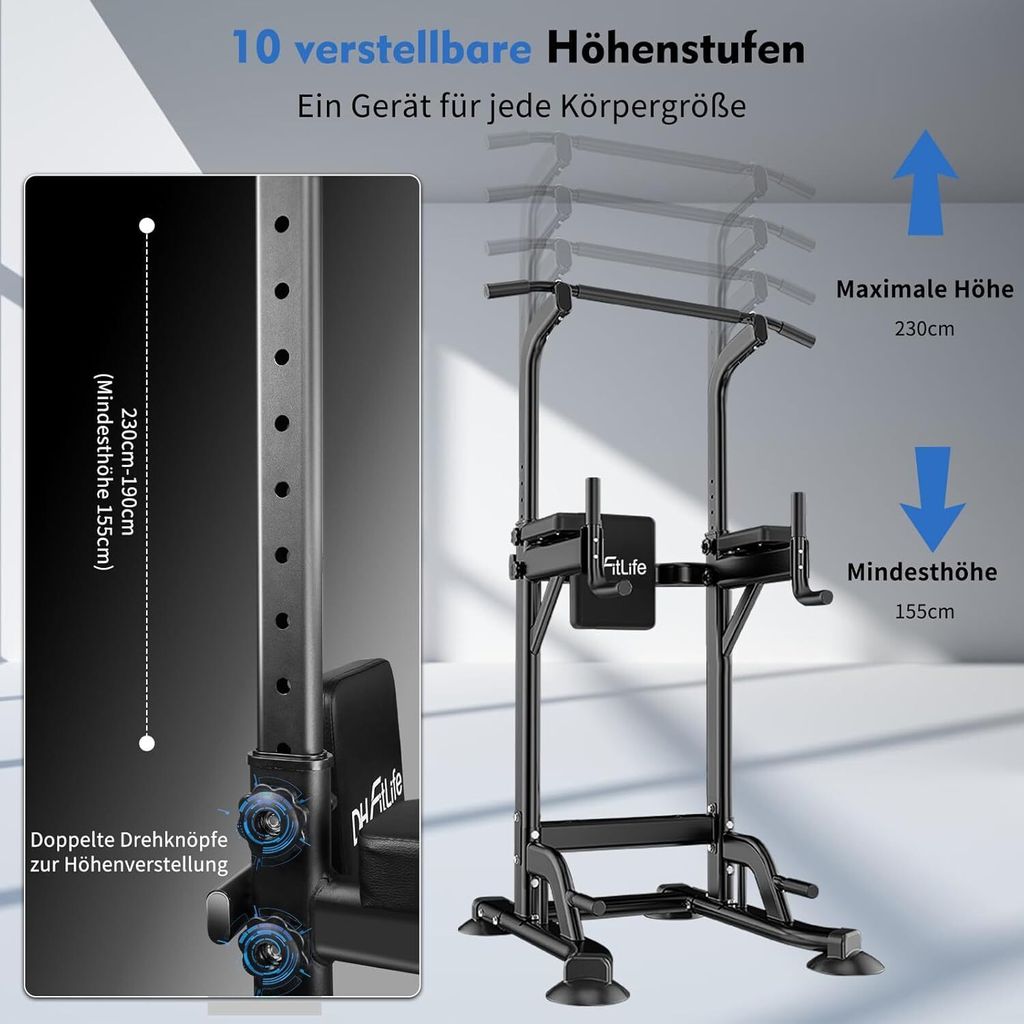 DH FitLife Power Tower Dip Station | Power Rack mit Produktbild 2