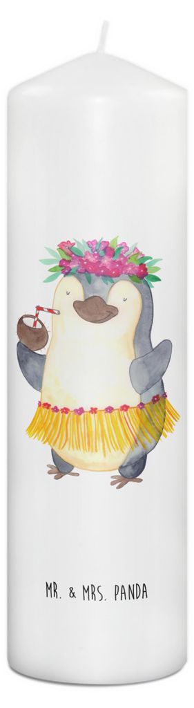 Mr. & Mrs. Panda Kerze Pinguin Kokosnuss 29 x 8 cm XL - Weiß - Geschenk, Stumpenkerze, Erholt, Aloha, Wachskerze, Hawaii, Urlaub, Zylinderkerze, B...