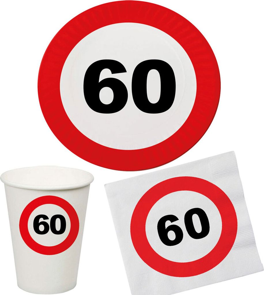 Party Set 32 Teile Geburtstag 60 Jahre Verkehrsschild Größe: ohne Attribut