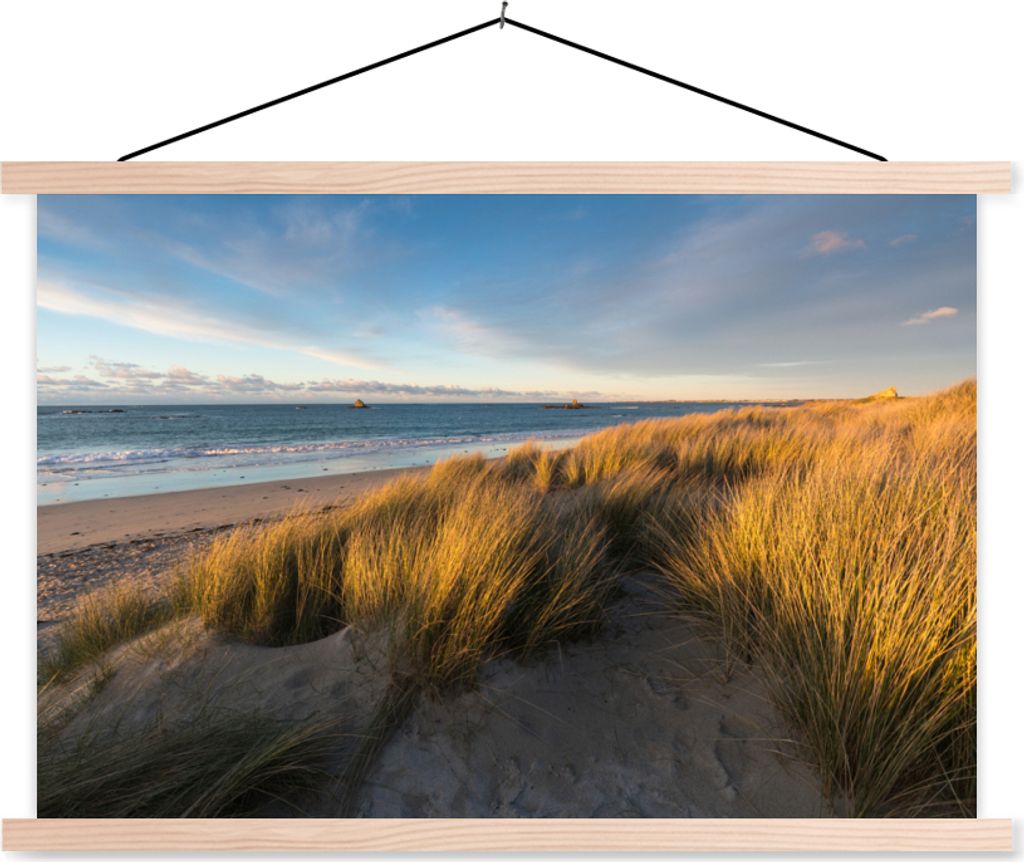 MuchoWow Textilposter Düne - Strand - Meer 60x40 cm mit holzfarbenen Rahmen - Bilder