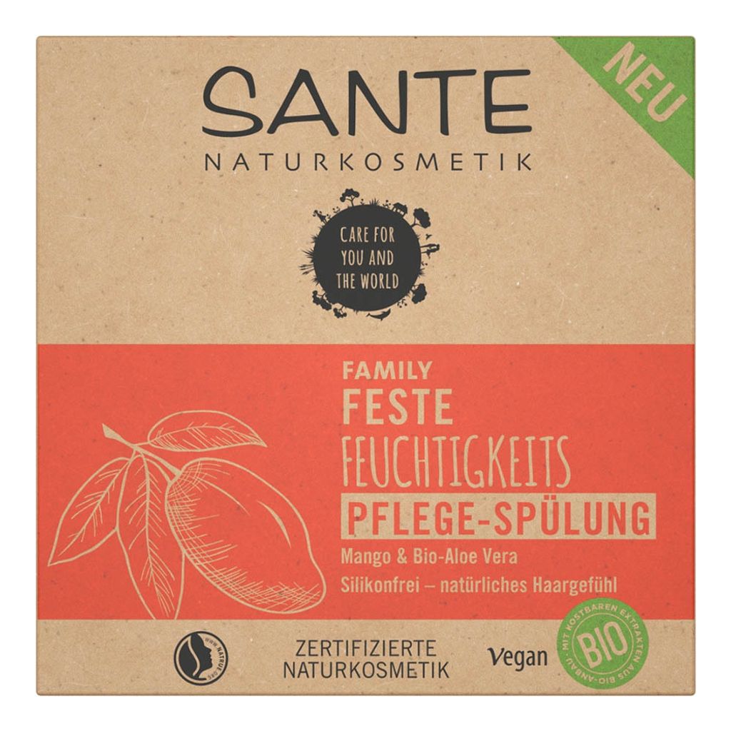 Sante Festes, Feuchtigkeitsspendende Feste Haarspülung mit Bio-Mango und Aloe Vera 60g