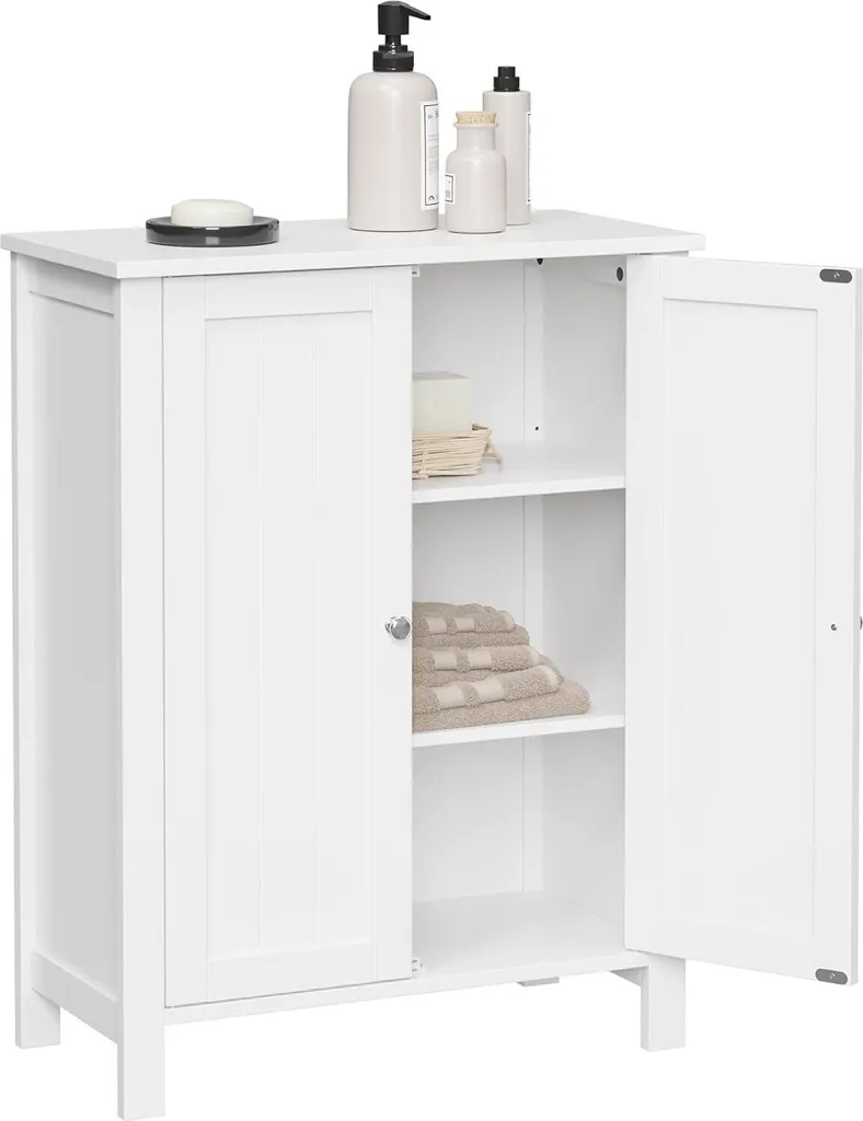 Rangement Salle de Bain Blanc : Organisateur avec Étagères Réglables