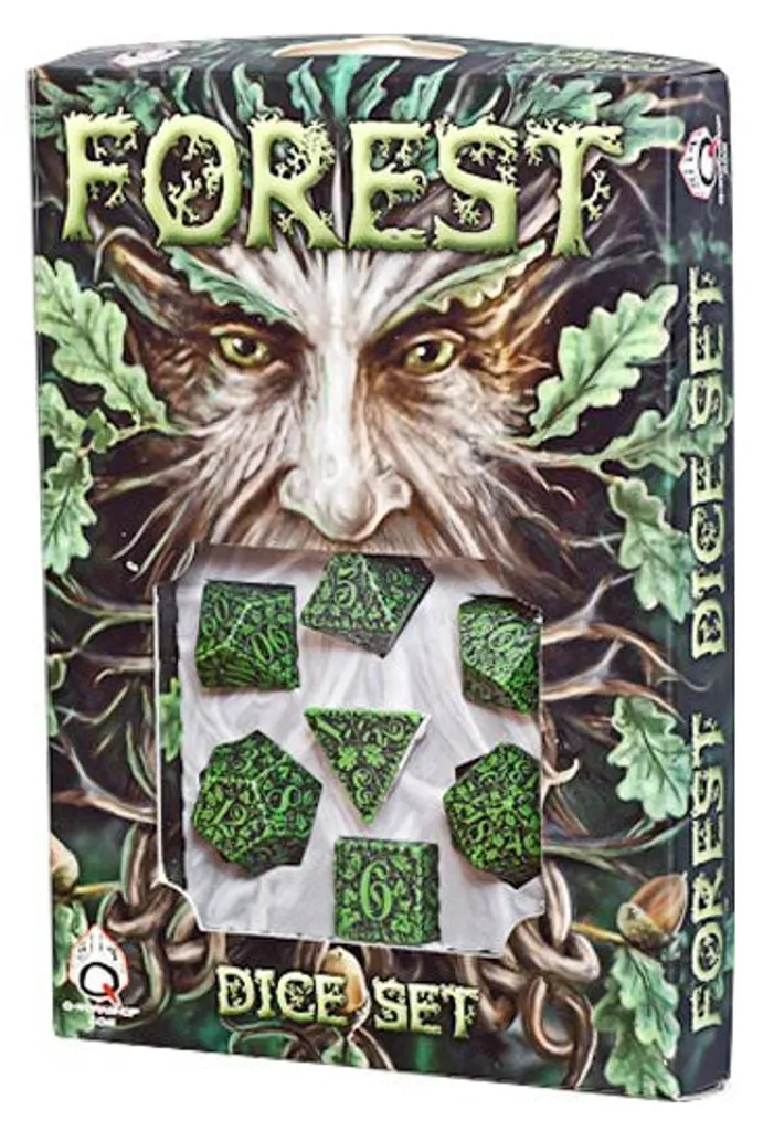 Set de 7 dés polyédriques Forest 3D vert et noir pour jeux de rôle - 2