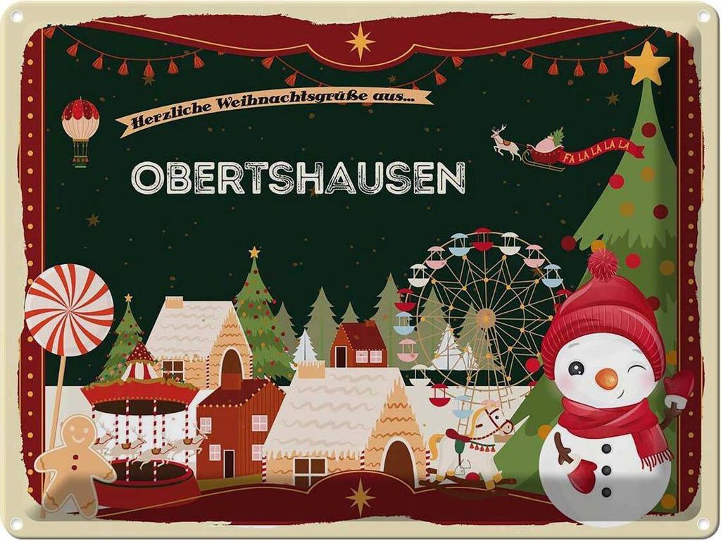 vianmo Blechschild 30x40 cm Weihnachten Grüße OBERTSHAUSEN Abenteuer Reisen Urlaub