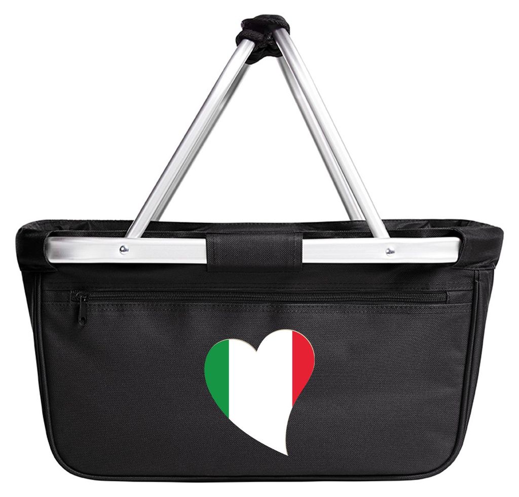 Huuraa Einkaufskorb Italien Flagge Herz 20 Liter Black faltbarer Tragekorb Geschenkidee