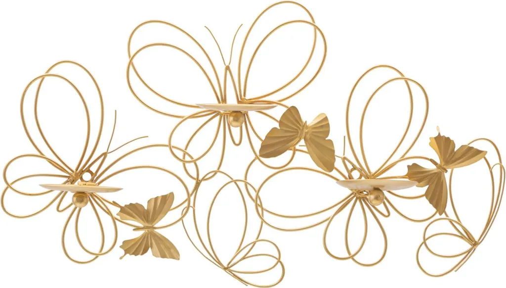 Mauro Ferretti Candeliere a parete a farfalla 3 luci 61x12x34 cm oro