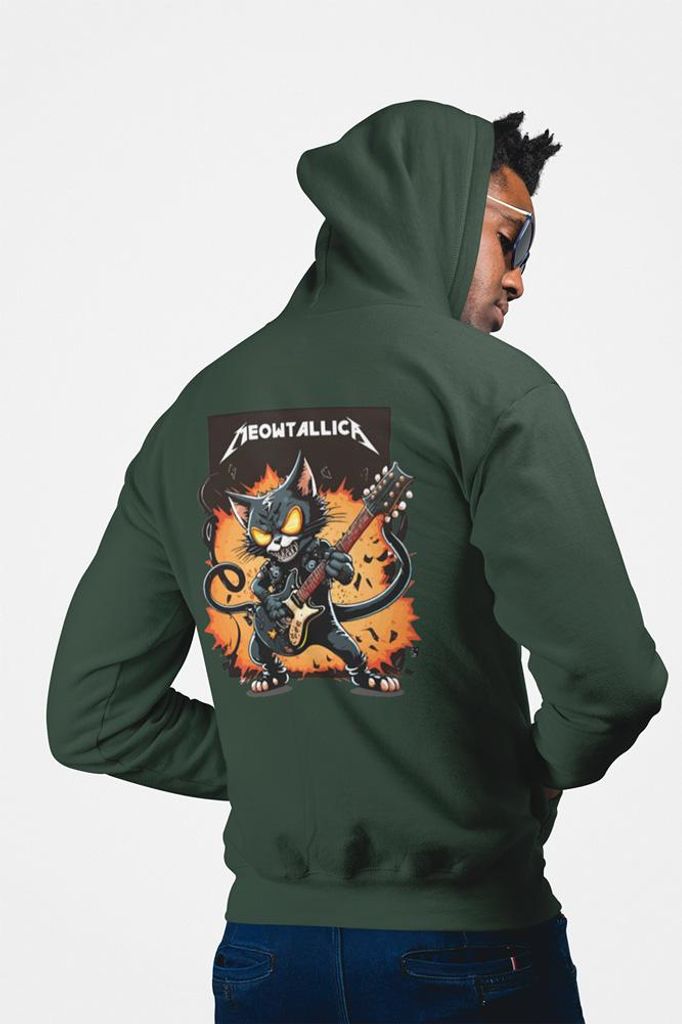 D&B Unisex Hoodie ZIPZN00013 Meowtallica Waldgrün-Größe S