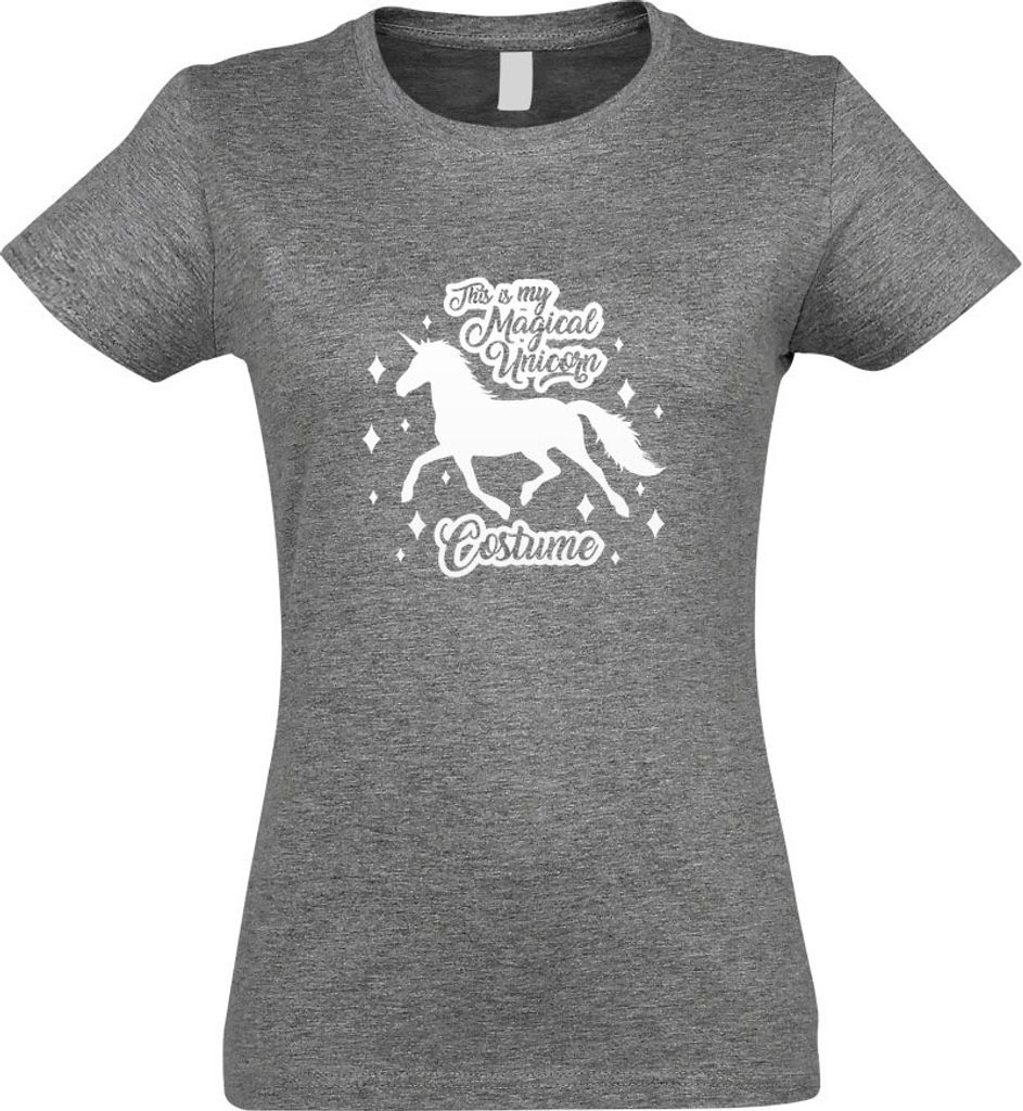 Kiwistar - T-Shirt tailliert - Damen - Graumeliert - My Magical Unicorn Costume - mit Motiv Bedruckt - Funshirt Design - Sport - Freizeit - Damen - L