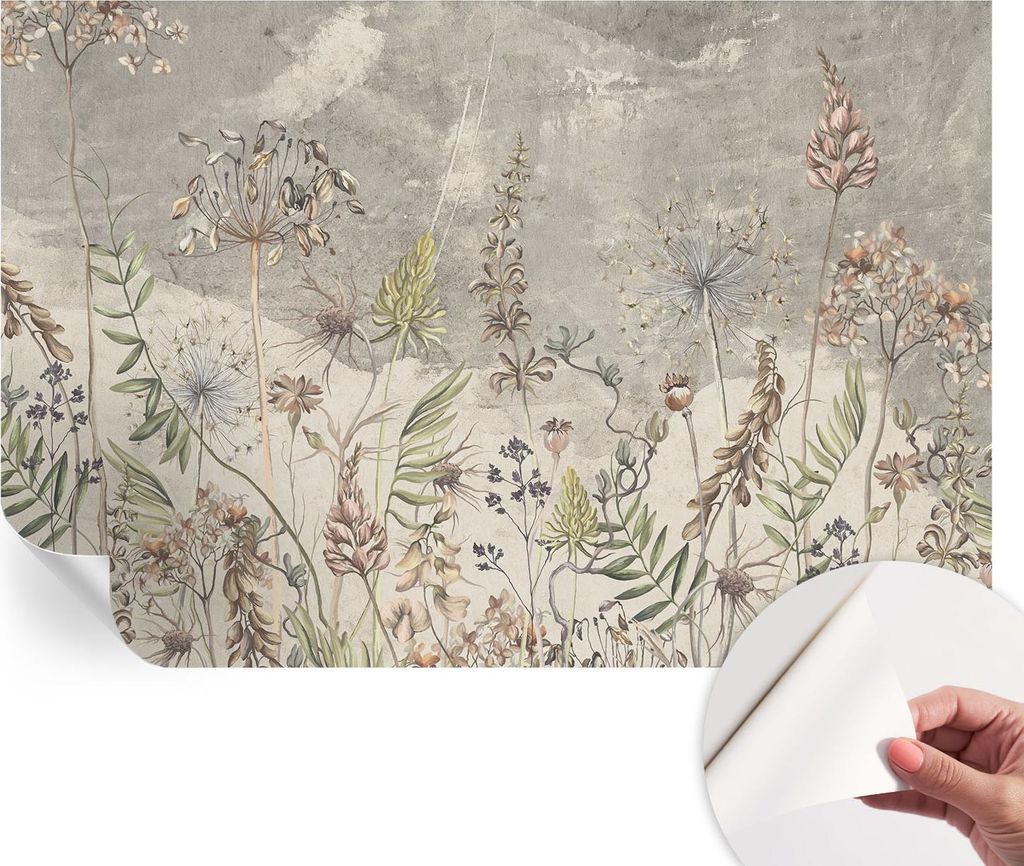 Selbstklebende Wandtapete - Dekorative Tapete für Wohnzimmer - Klebefolie für Wandbilder - Tapetenfolie für Wanddekoration - 104x70 cm - Wildpfl...