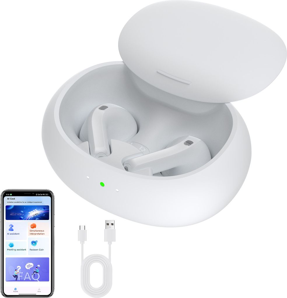 Kabellose uebersetzungs-Ohrhoerer, Echtzeit-KI-uebersetzer-Ohrhoerer fuer 2-System-Smartphones, Audio-zu-Text-Aufnahme mit einem Klick, Geraeuschun...