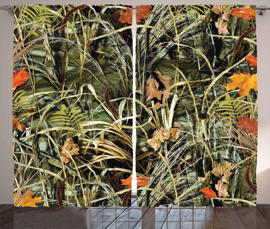 ABAKUHAUS Botanisch Rustikaler Vorhang, Close up Blätter Kräuter, Wohnzimmer Universalband Gardinen mit Schlaufen und Haken, 280 x 225 cm, Weises...