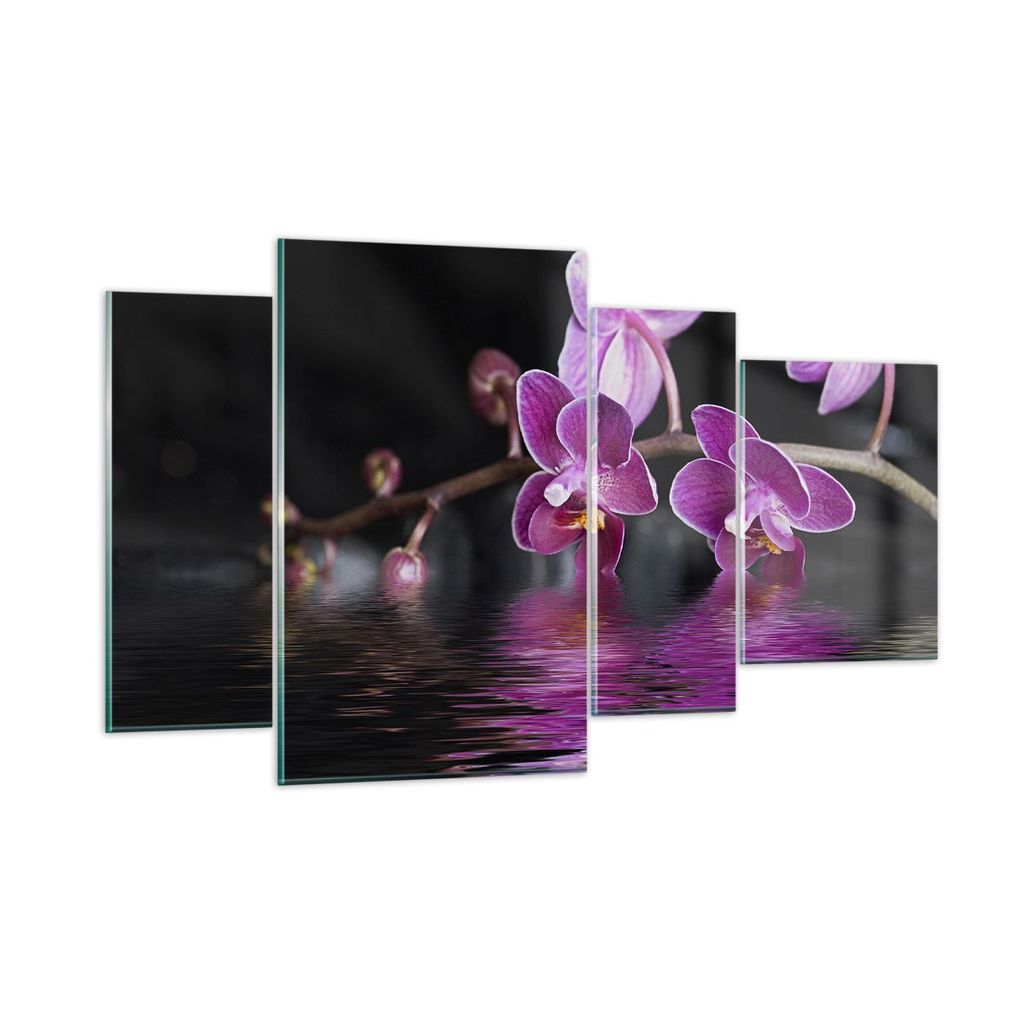 Bilder auf glas - Asien exotisch orchidee blume - 120x70cm - Glasbilder - Wandbilder - Kunstdruck - zum Aufhängen bereit - Wanddekoration aus Glas...
