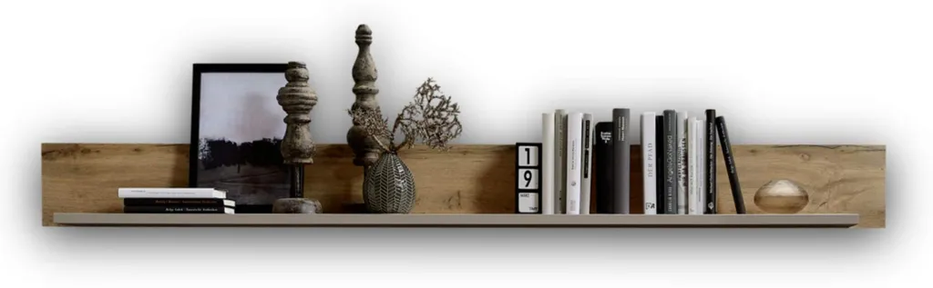 Étagère murale polyvalente 180 cm pour Salon et Bureau - Chêne et Gris