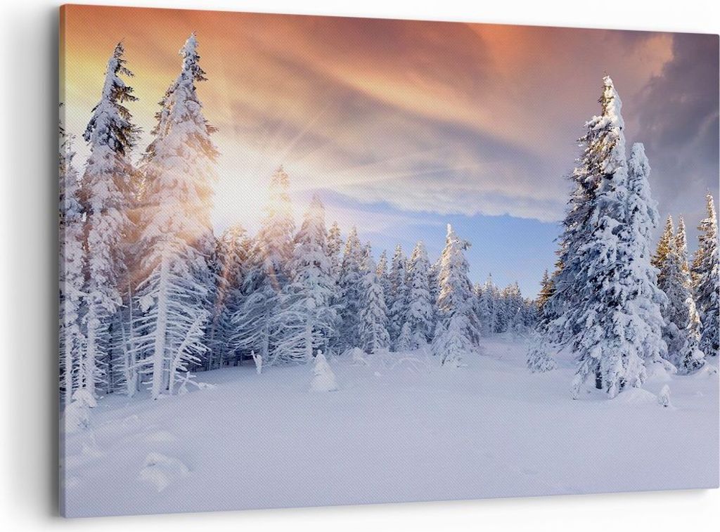 Bild auf Leinwand - Leinwandbild - Abenteuer alpen winter schnee - 120x80cm - Wand Bild - Wanddeko - Leinwanddruck - Bilder - Kunstdruck - Wanddeko...