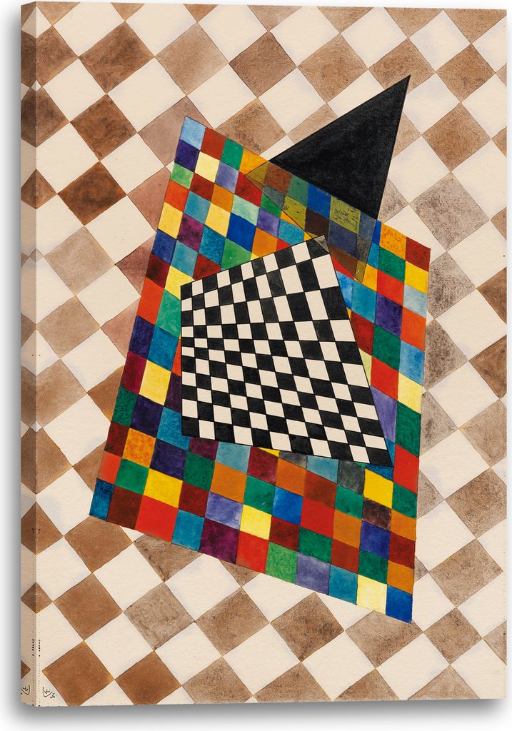 Leinwandbild (70x100cm): Wassily Kandinsky - Kariertes (1925), echter Holz-Keilrahmen inkl. Aufhänger, handgefertigt in Deutschland