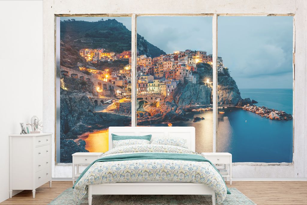 MuchoWow Fototapete für Wohnzimmer oder Schlafzimmer Wandtapete Vinyl Motivtapete Aussicht - Meer - Italien - 600x400 cm - Vinyltapeten