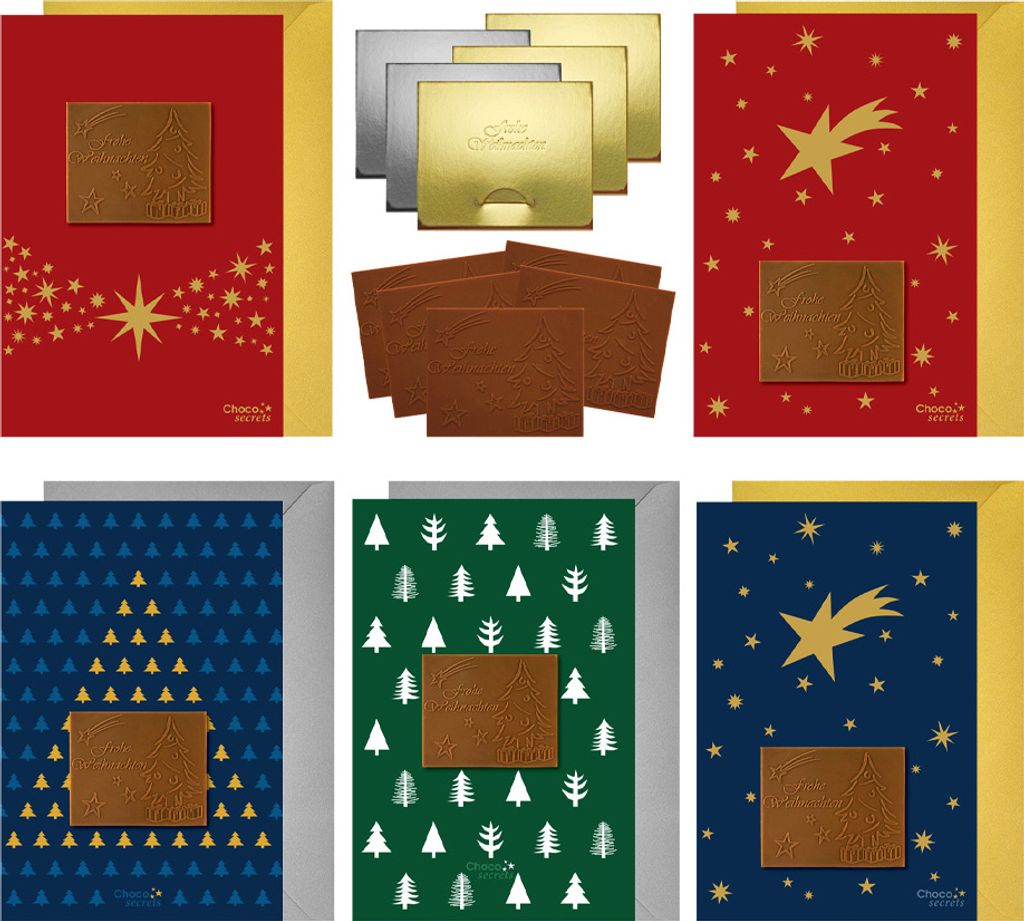 5 Weihnachtskarten mit geprägter „Frohe Weihnachten“ Produktbild 