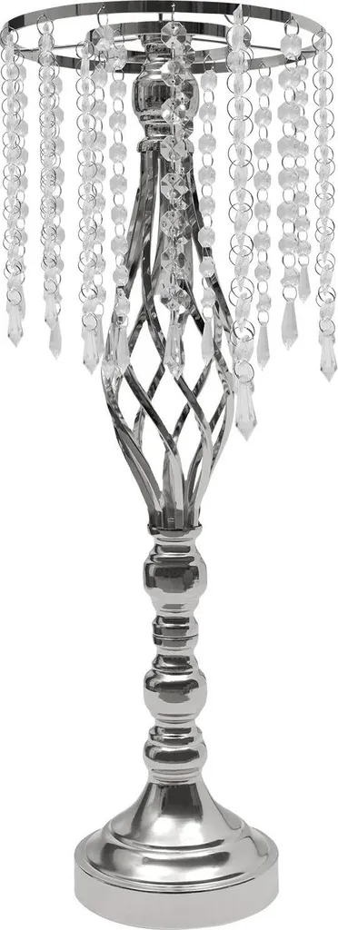 Décoration de Table Mariage : Lot 10 Supports Fleurs Cristal 55 cm Argent