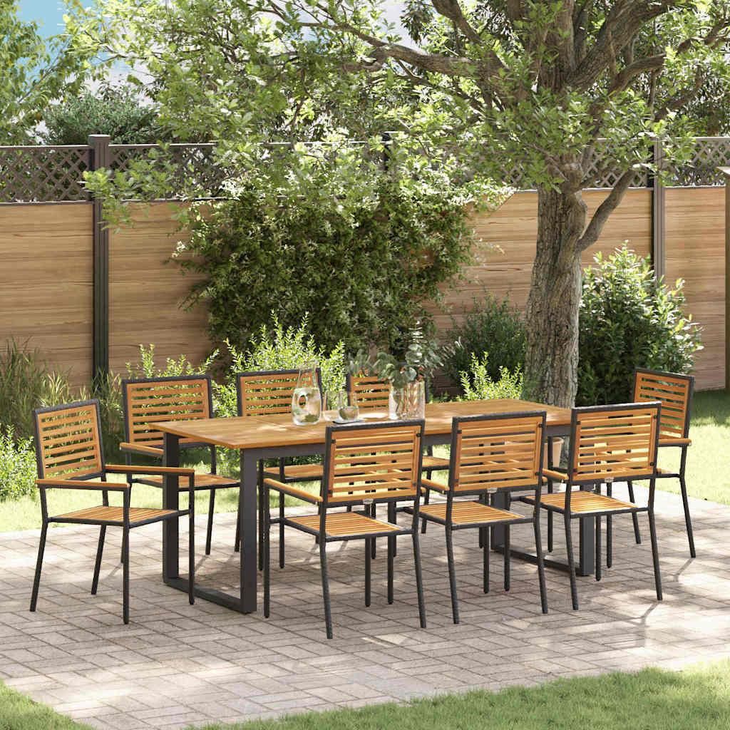 Maison Exclusive - Garten Essgruppe 9 pcs Schwarz Massivholz Akazie