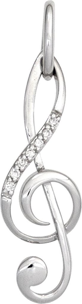 Anhänger Notenschlüssel Diamanten Brillanten 333 Weißgold Halsschmuck Damen