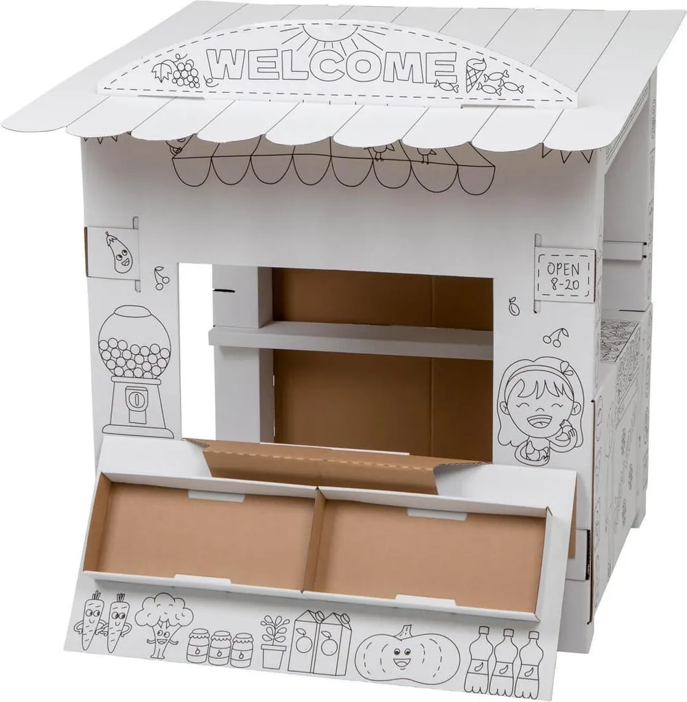 Stand en carton à colorier pour enfants magasin pliable XL brun