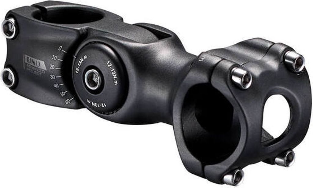 UNO 0°/ 60° Fahrradlenkervorbau Verstellbarer Grad - 110mm Schwarz