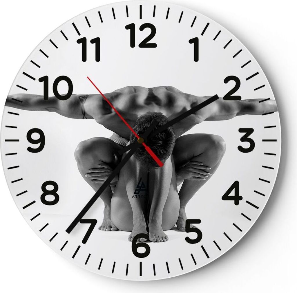 Wanduhr - Rund - Glasuhr - Modell Körper Muskeln Produktbild 
