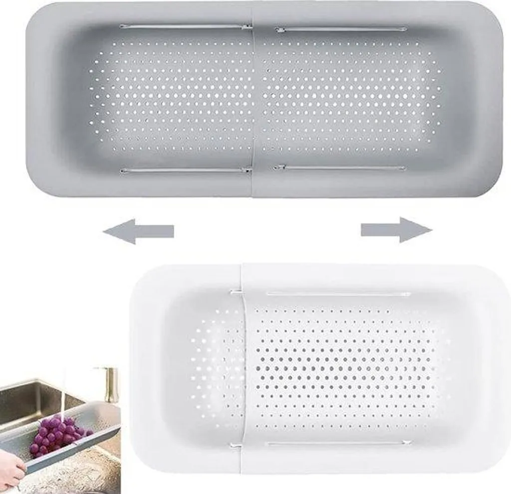 Passoire télescopique 36-49 cm multi-usage planche à laver gris blanc