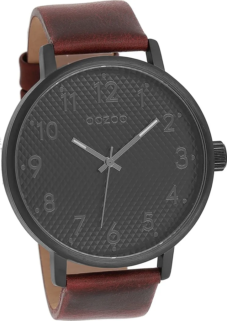 Oozoo Cinturino In Pelle Per Orologio: Marrone Scuro, 20 Mm, Con Fibbia Ad Ardiglione E Anse A Molla