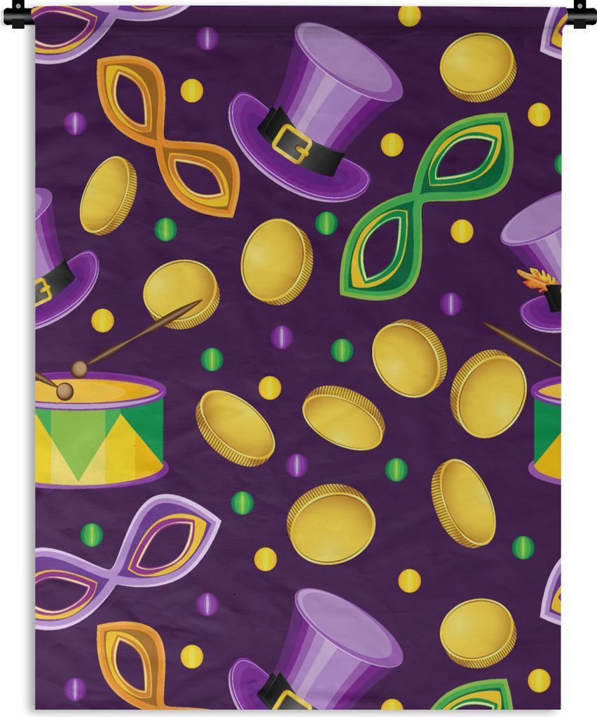 MuchoWow Wandteppich Wandbehang Karneval - Party - Lila - Muster 60x80 cm Tapisserie Dekoration Wandtuch - Decke - Wandtücher - Wohne