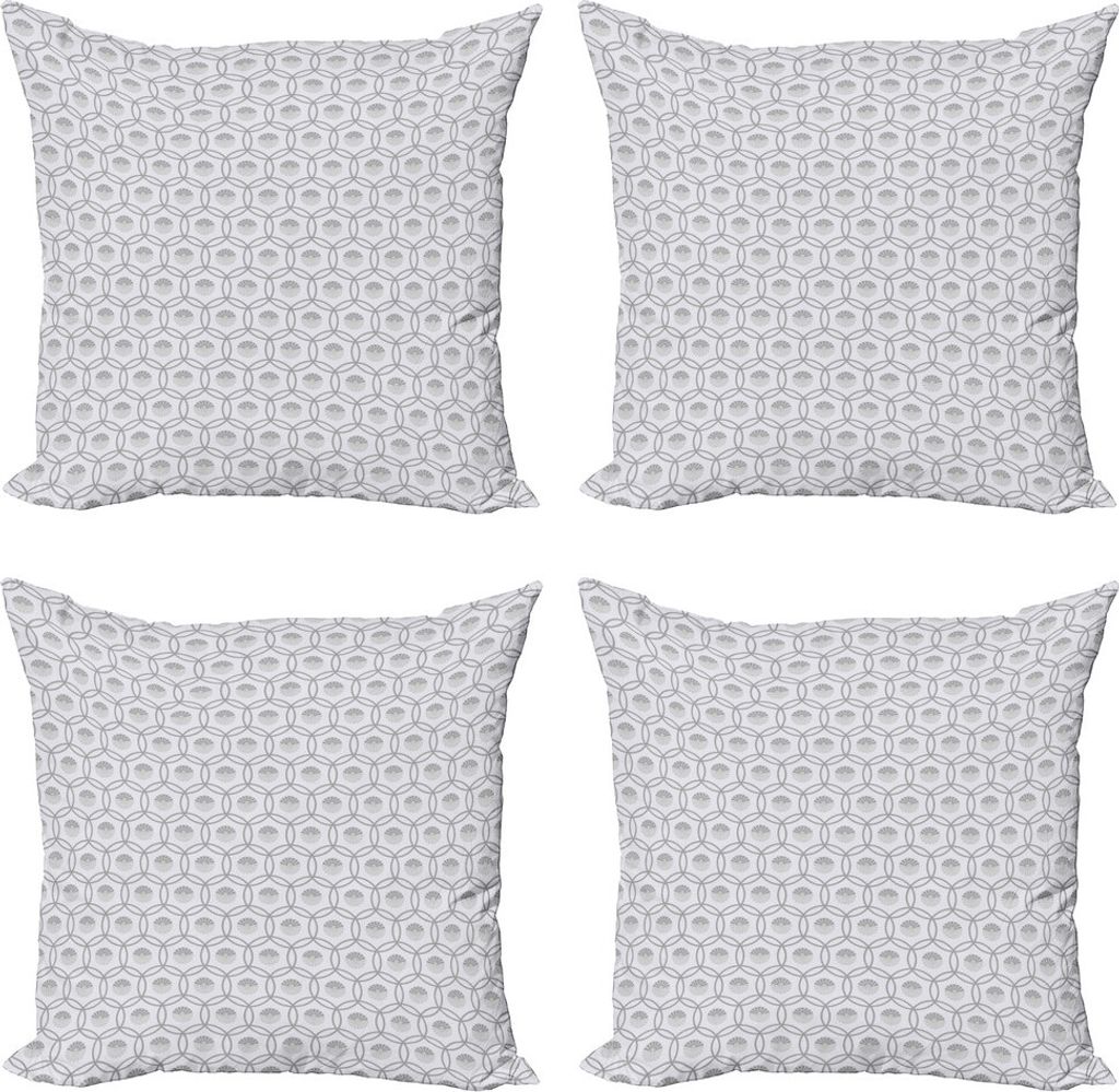 ABAKUHAUS Geometrisch Kissenbezug Set (4 Stück), Kultur Floral, Moderner Doppelseitiger Digitaldruck, 60 cm x 60 cm, Grau Beige