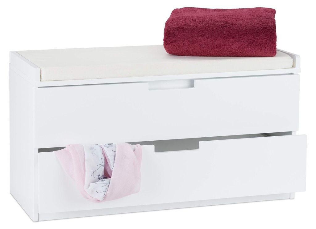 Relaxdays Sitzkommode mit 2 Schubladen, gepolsterte Produktbild 