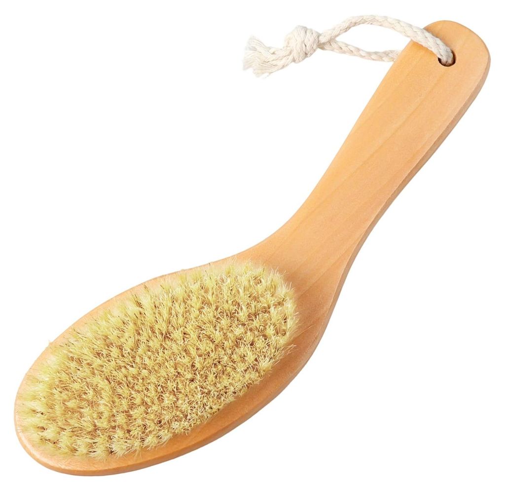 Rückenbürste, Körperbürste, Trockenbürste mit langem Griff, weiche Naturborsten, Bambusgriff, Badebürste, Peelingbürste, Saunabürste für P...