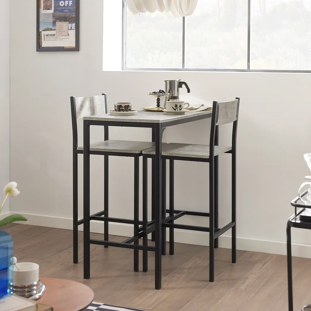 Petit Ensemble Bistrot SoBuy OGT03-HG Table et Chaises Gain de Place - 2