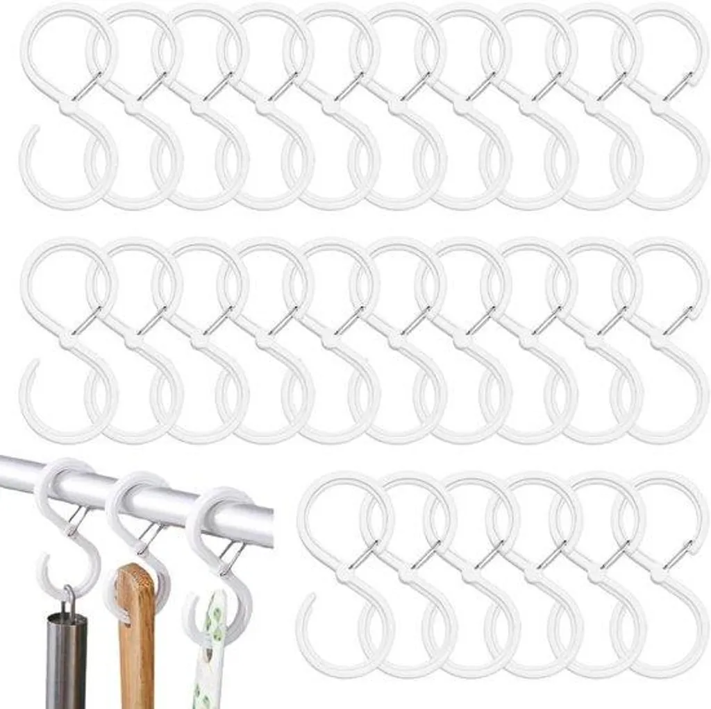 Crochets en S avec fermeture de sécurité blancs lot de 16 fini les chutes