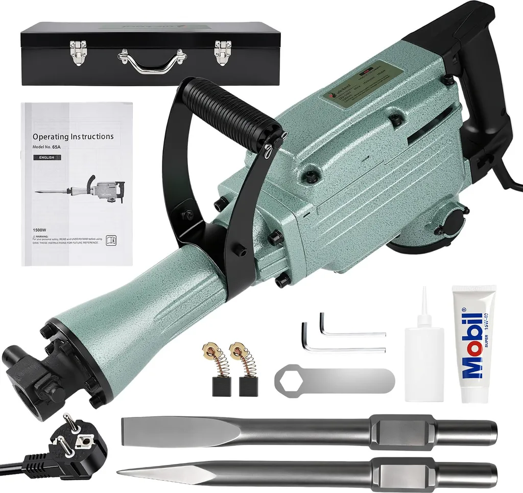 Marteau piqueur SDS 1500W - Marteau de démolition 65J avec 2 burins