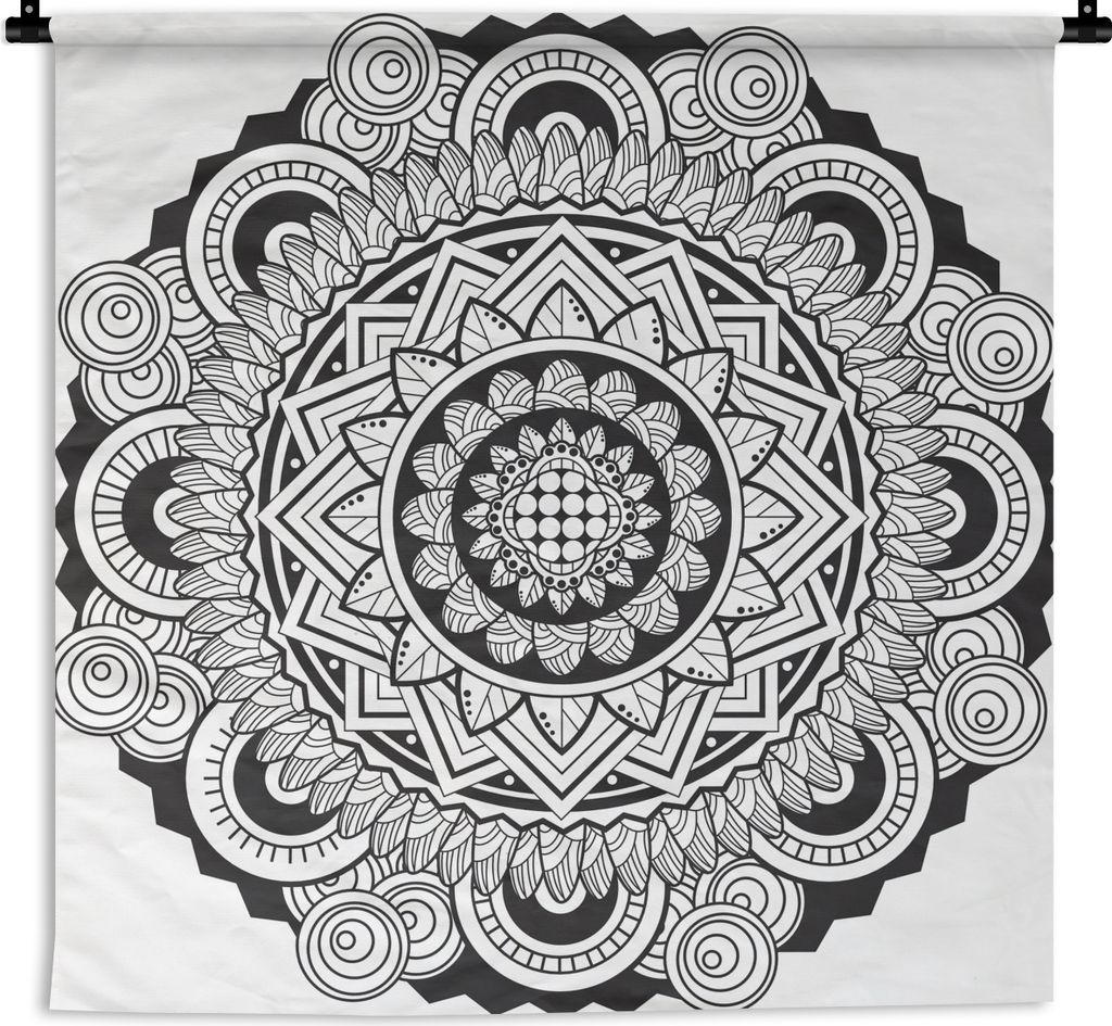 MuchoWow Wandteppich Wandbehang Mandala verschnörkelt 150x150 cm Tapisserie Dekoration Wandtuch - Wohnaccessoires - Modernes