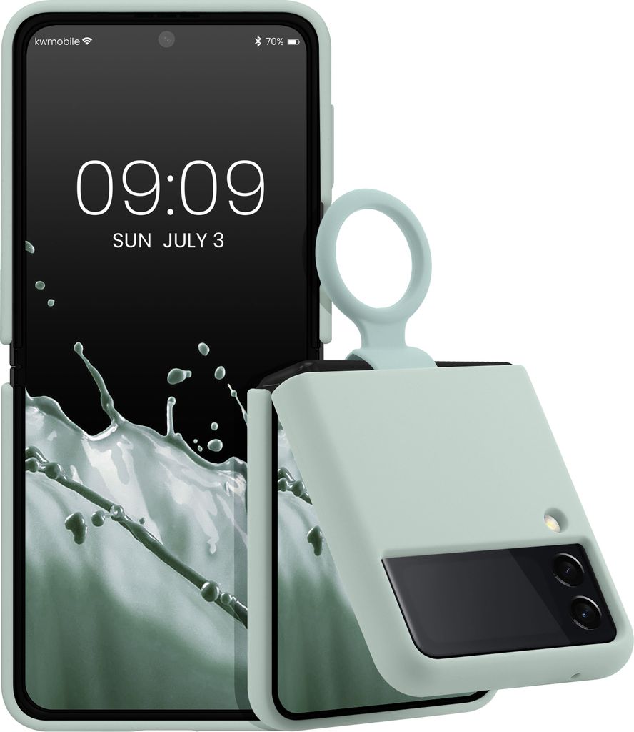 kwmobile Flip Soft Case kompatibel mit Samsung Galaxy Z Flip 3 5G - Silikon Hülle für Foldable Handy - Handyhülle in Cool Mint