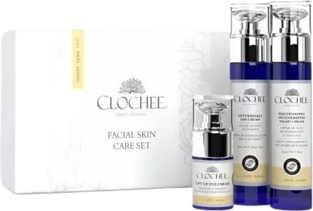 Clochee Premium Anti-Aging Pflegeset: Tagescreme, Nachtcreme & Augenmaske - Für Jugendlich Strahlende Haut