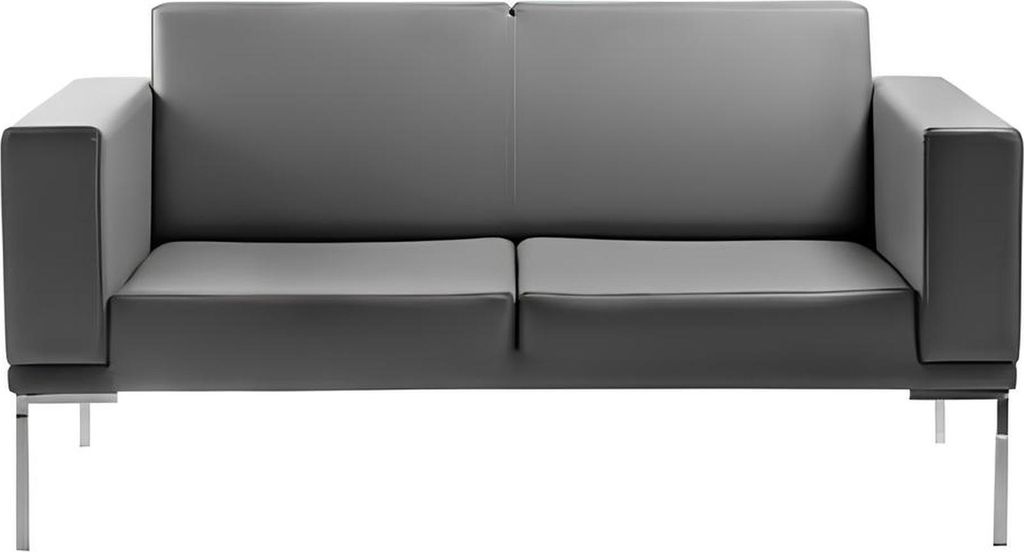 Grauer Büro Stil 2-Sitzer Designer Polstersofa Kunstleder Couchen 2-er