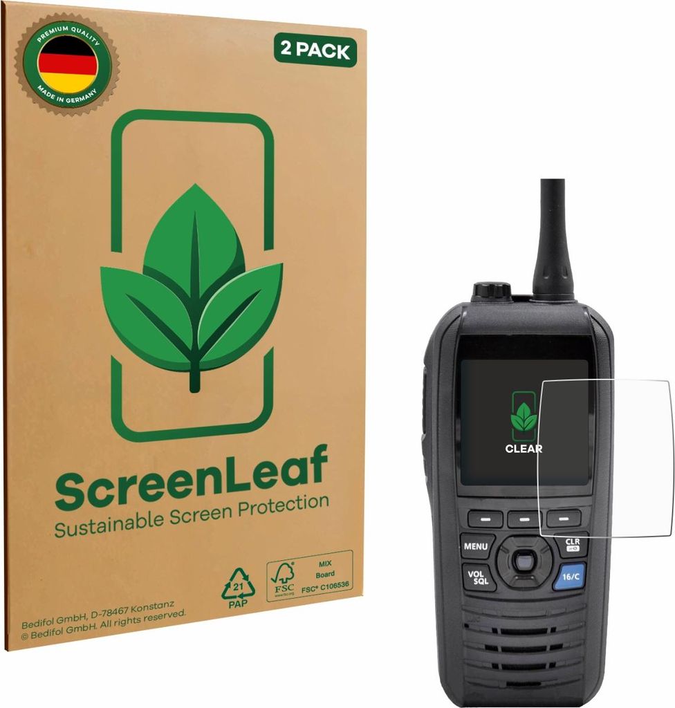 2x ScreenLeaf Schutzfolie für Icom IC-M94D nachhaltiger Displayschutz Display Schutz Folie Klar Transparent