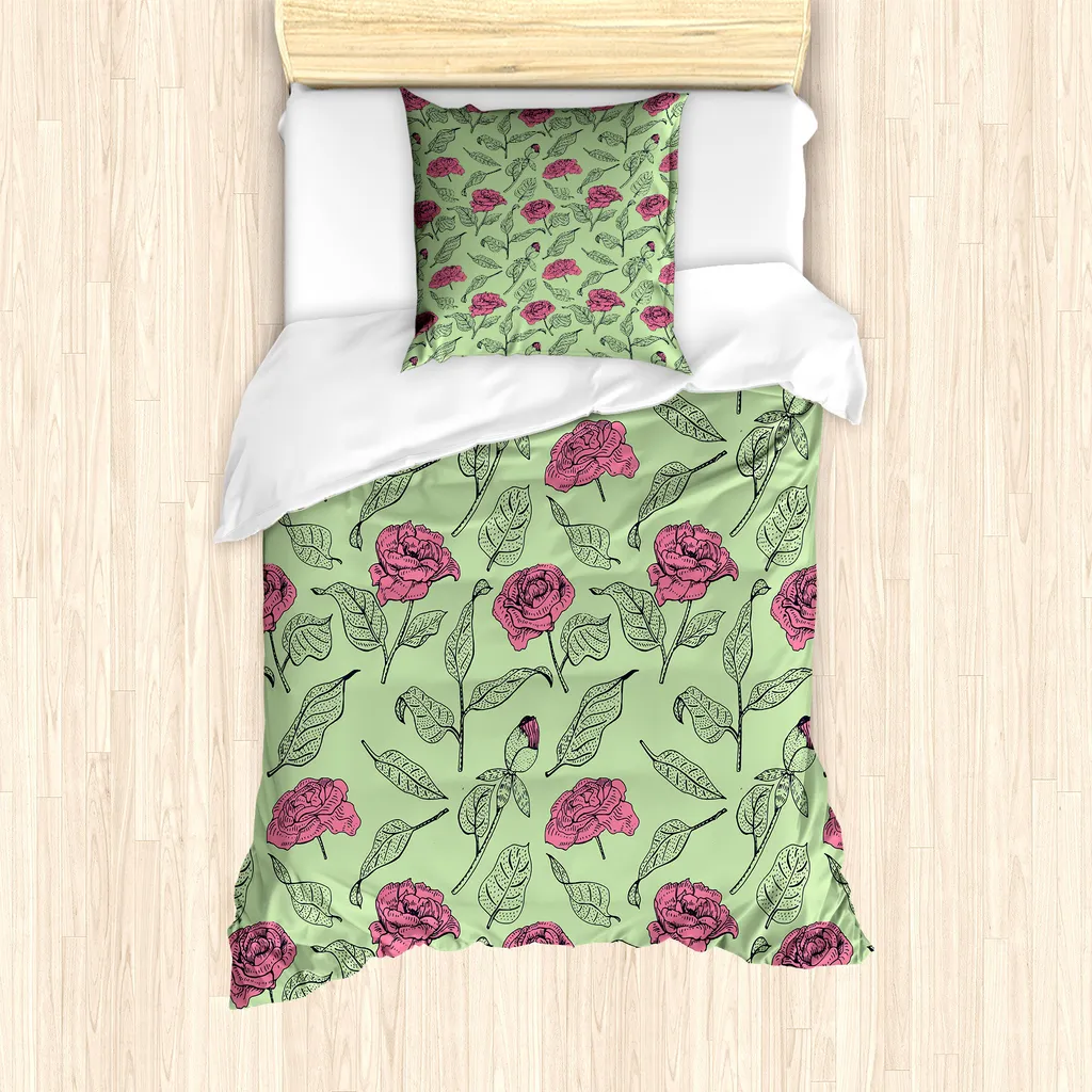 Set Copripiumino ABAKUHAUS Antiacaro - Peonia Rosa 135x200 cm