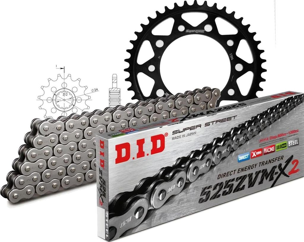 DID Kit Stahl Kompatibel mit Honda CBF600 /N /S 04-07 15-43-116 DID525ZVM-X2 Niet