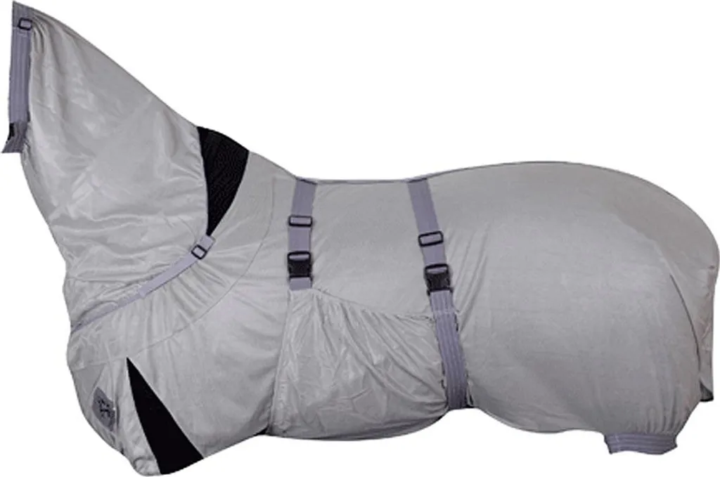 Couverture anti-mouches avec collier fixe et bavette ventrale 145cm