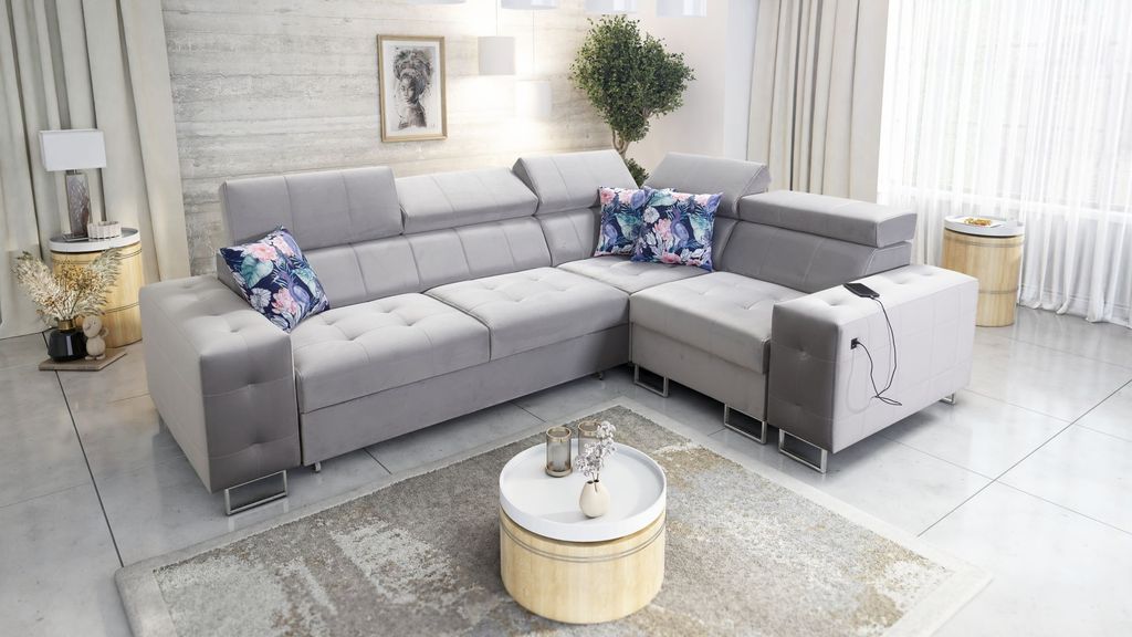 Sofa Ecksofa mit Schlaffunktion Eckcouch Schlafsofa HILTONE II Farbe wählbar
