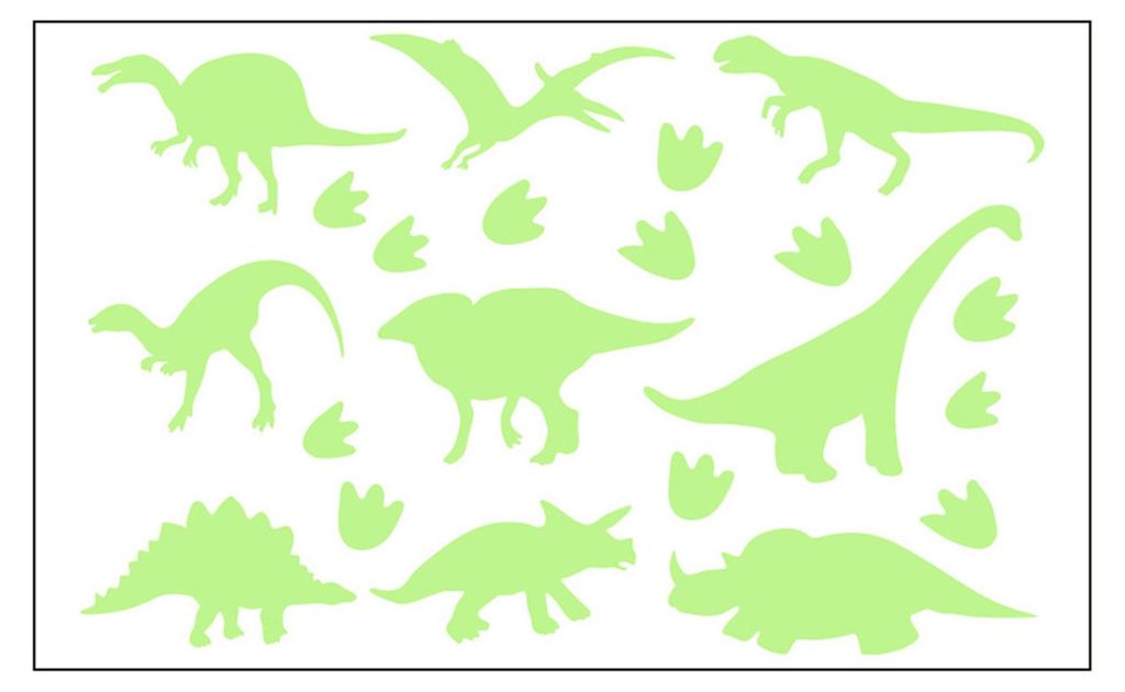 1 Bogen im Dunkeln leuchtende Dinosaurier-Wandaufkleber, wasserfeste Dinosaurier-Fußabdruck-Wandaufkleber, Dinosaurier-Aufkleber für Kinderzimmer