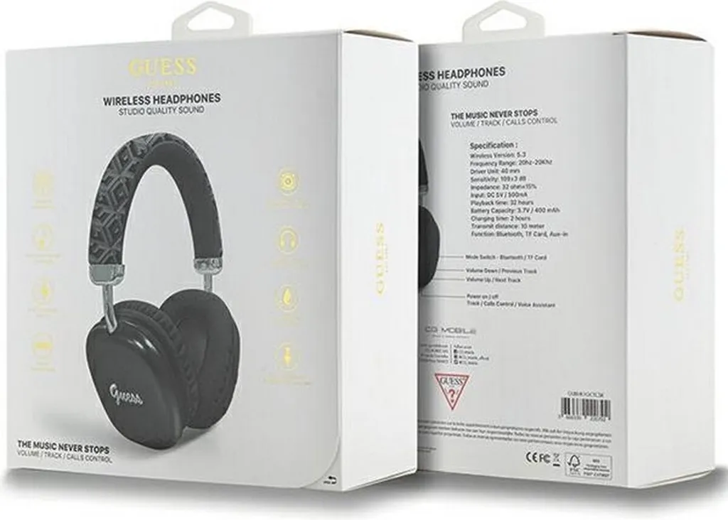Guess Cuffie Bluetooth In-Eargubhk1Gctcsk Nero/Nero Gcube Metallic Script Logo - 4