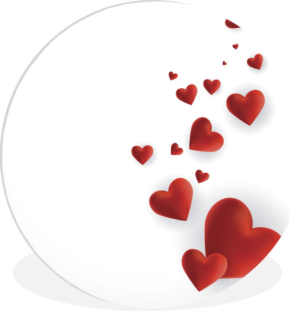 MuchoWow Rundes Wandbild - Runde Bilder Eine Illustration eines Pfades der Herzen Ø 90 cm Kreis Wanddekoration Kunststoff - Wandkreis - Wandschm...