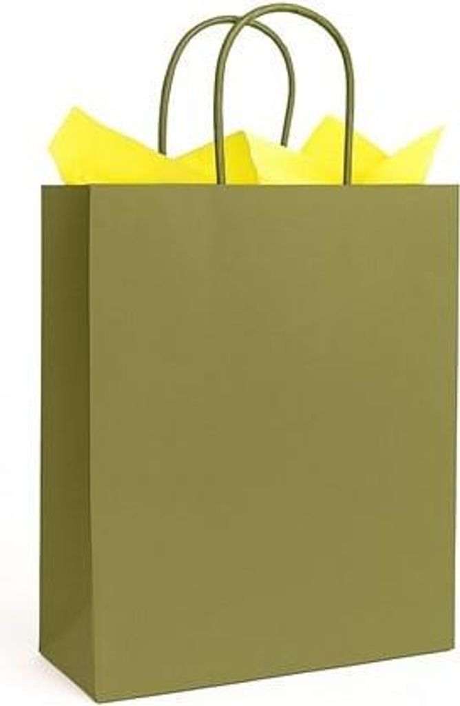 Papiertüte 180 x 80 x 225 mm, khaki, kleine Öko-Geschenktüte