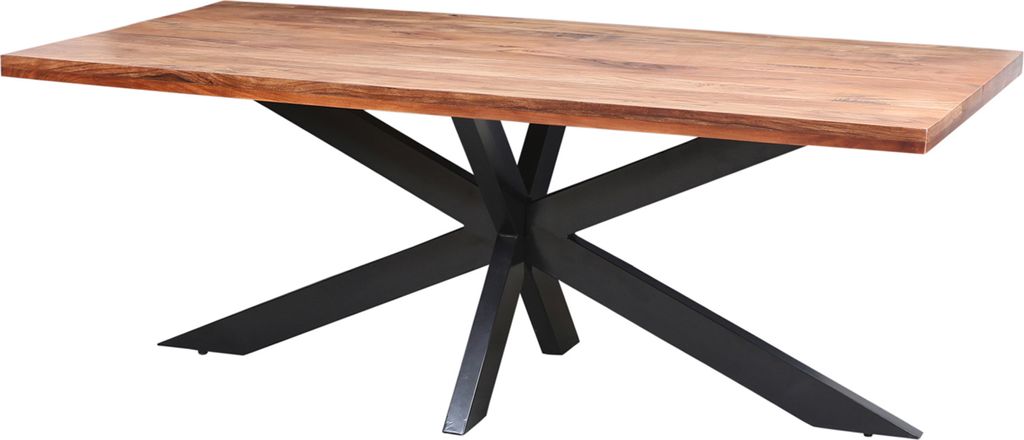 Marrakesch Massiver Esstisch 200x100 cm aus Akazienholz | Industrial Esszimmertisch mit schwarzem Metallgestell | Design Holztisch für Küche & Es...